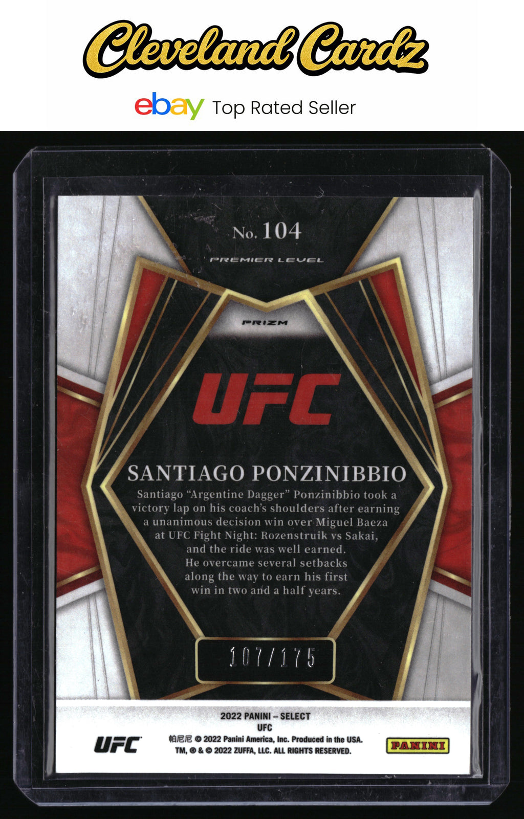2022 Panini Select UFC #104 Santiago Ponzinibbio Bronze Prizms #/175