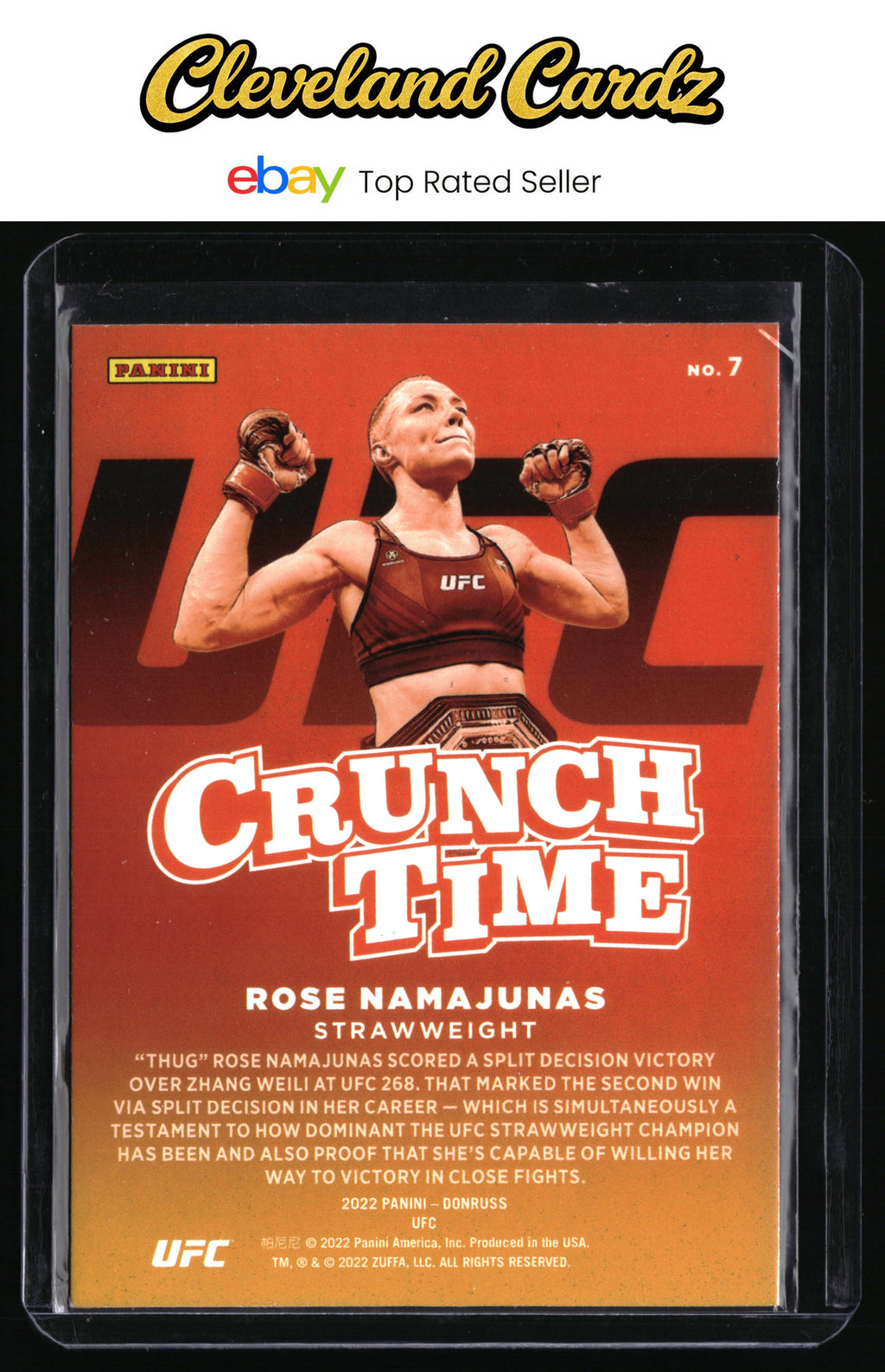 2022 Donruss UFC #7 Rose Namajunas Crunch Time Press Proof