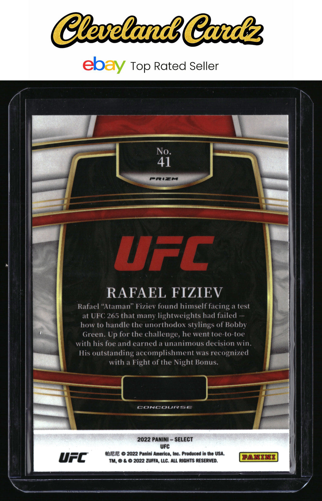 2022 Panini Select UFC #41 Rafael Fiziev Tri-Color Prizms