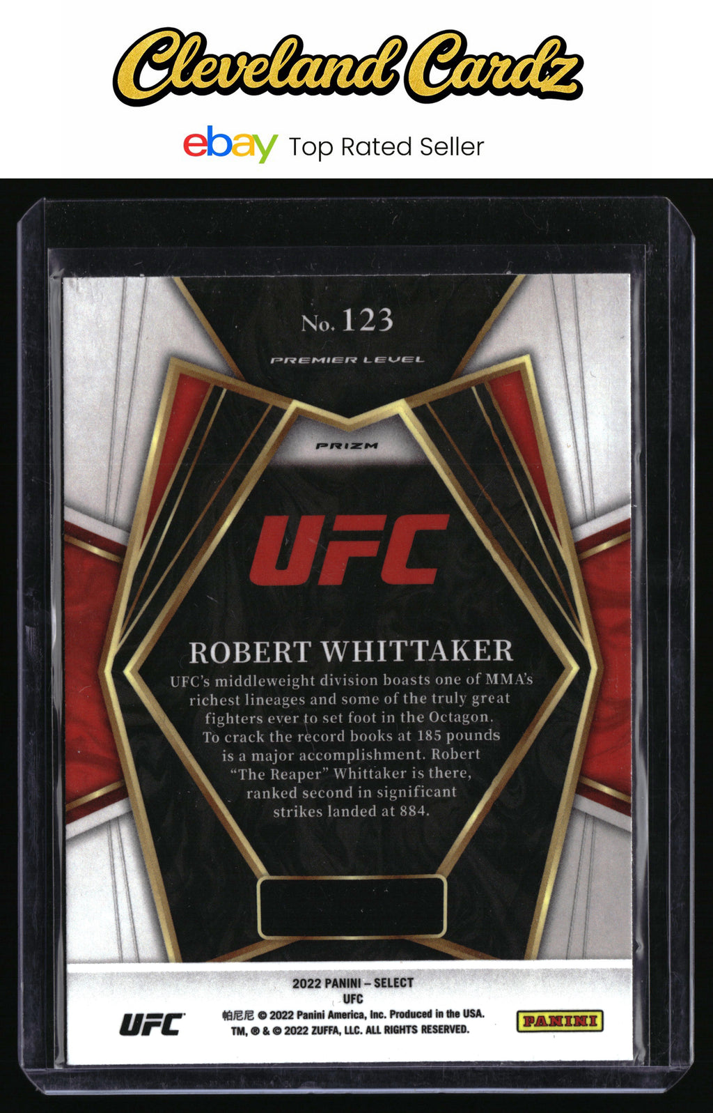 2022 Panini Select UFC #123 Robert Whittaker Silver Prizms