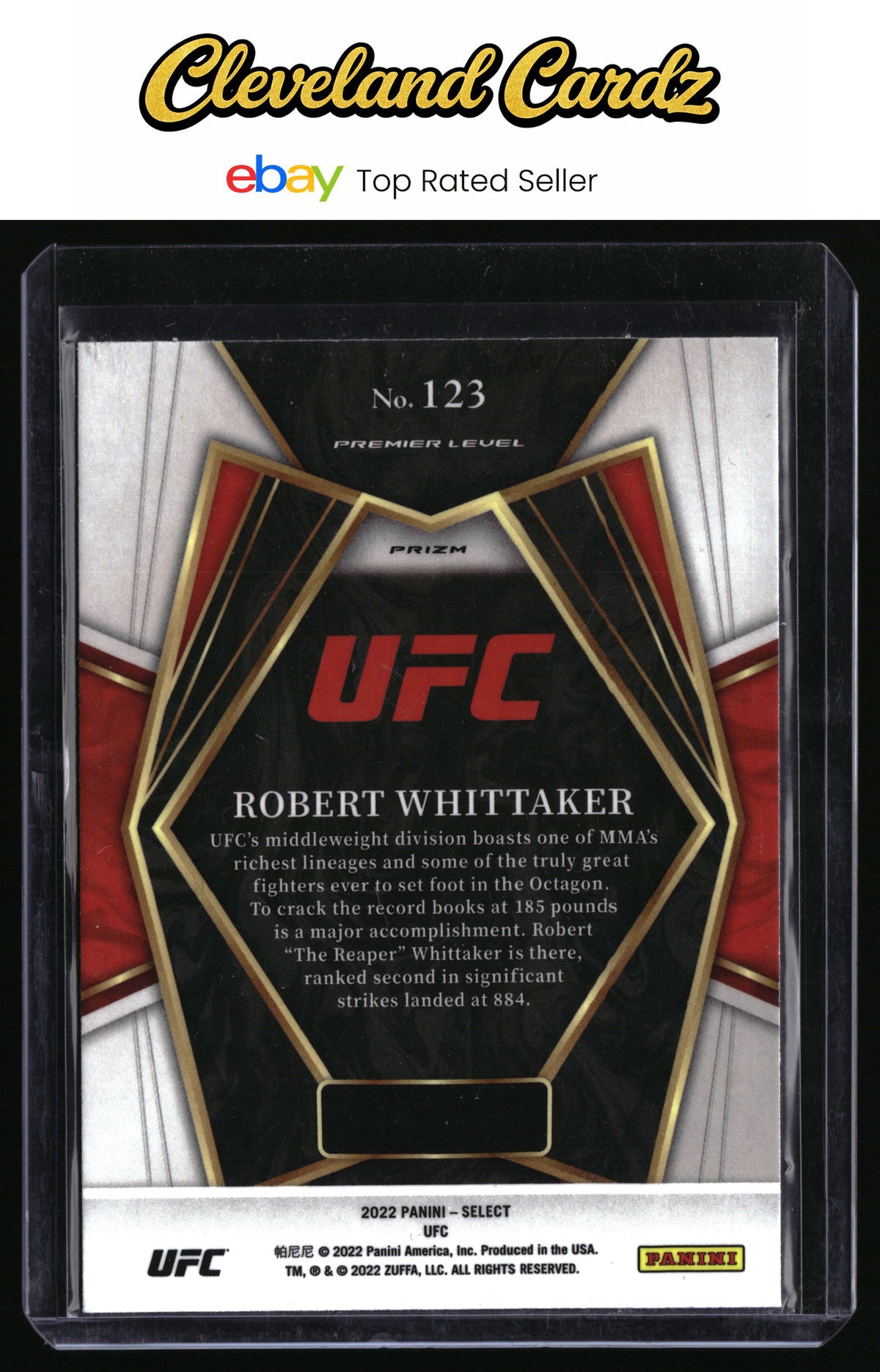 2022 Panini Select UFC #123 Robert Whittaker Silver Prizms