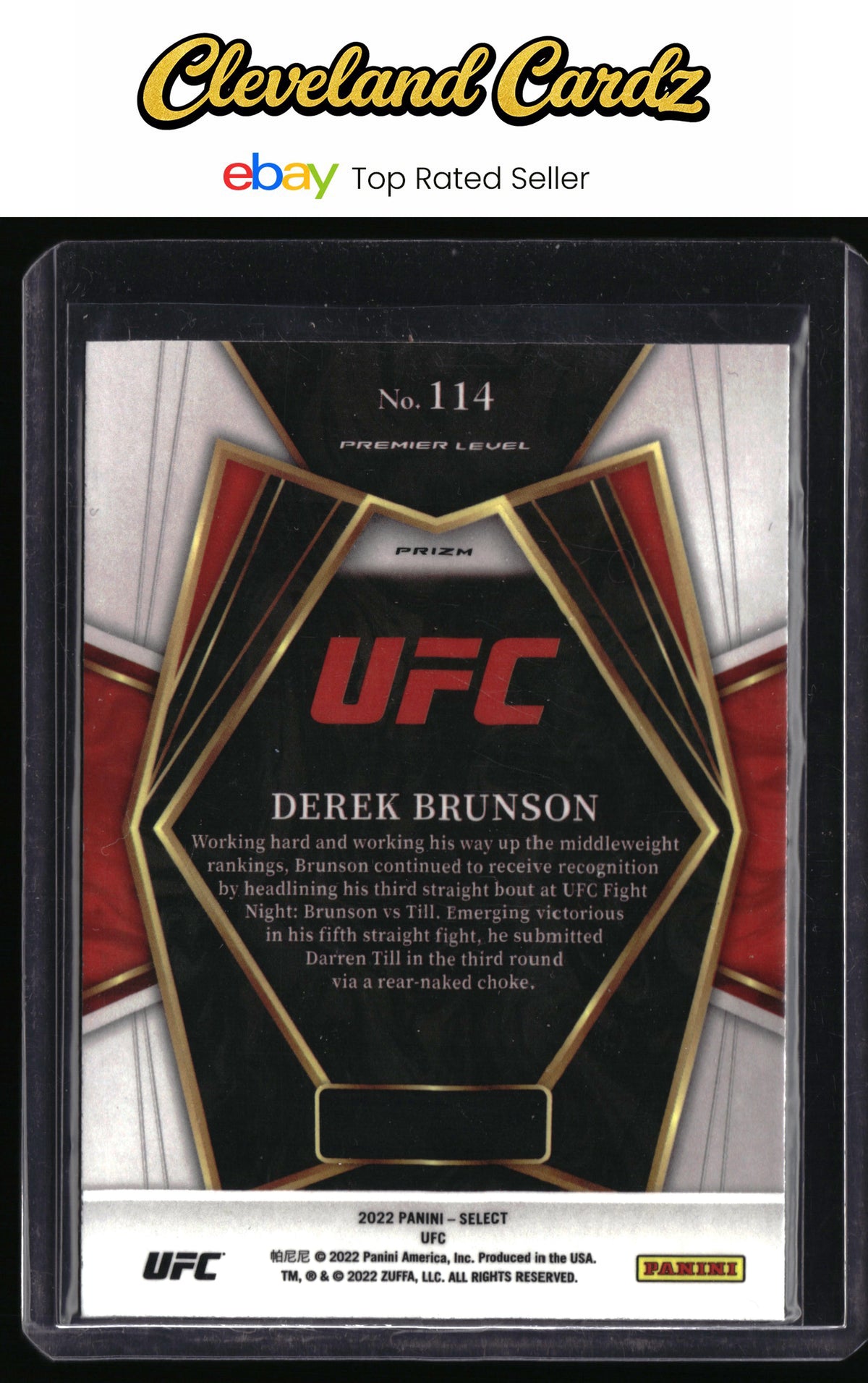 2022 Panini Select UFC #114 Derek Brunson Tri-Color Prizms