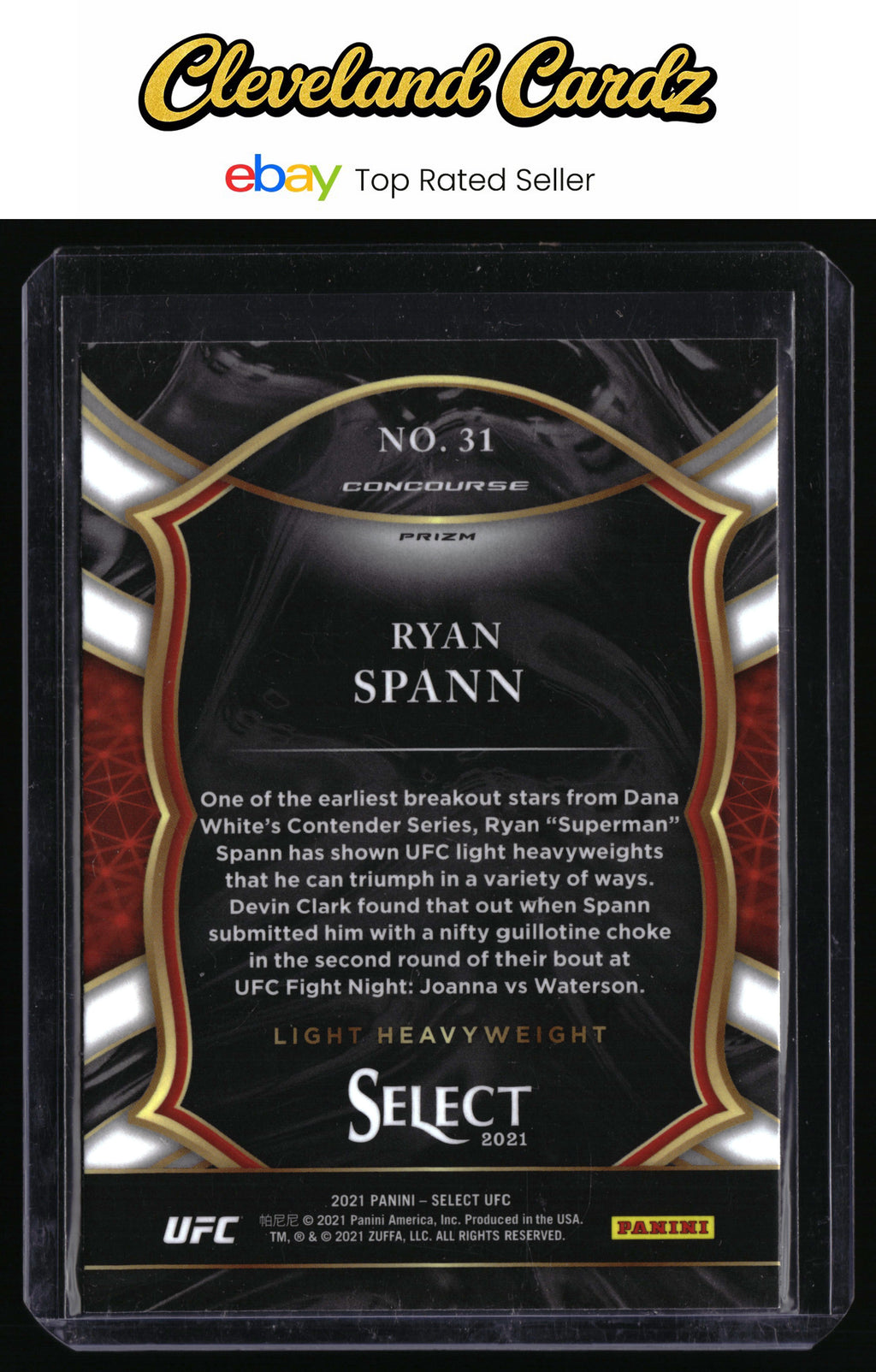 2021 Panini Select UFC #31 Ryan Spann Tri-Color Prizms