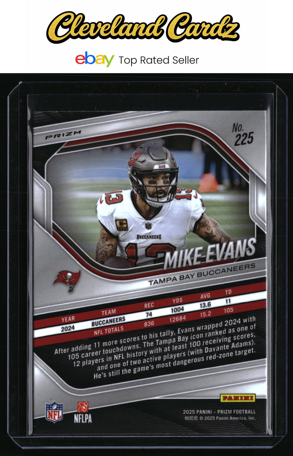 2025 Panini Prizm #225 Mike Evans Neon Green Pulsar