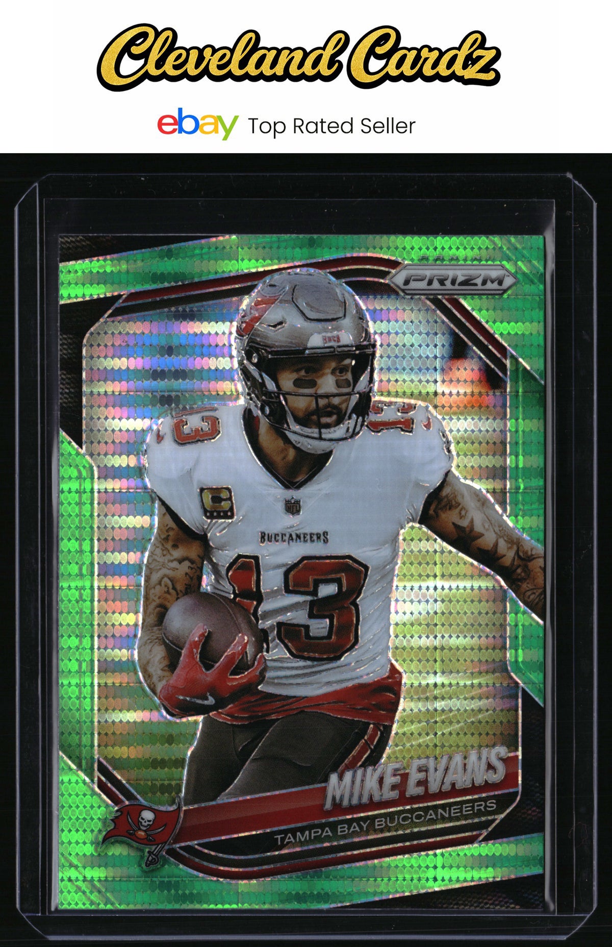2025 Panini Prizm #225 Mike Evans Neon Green Pulsar