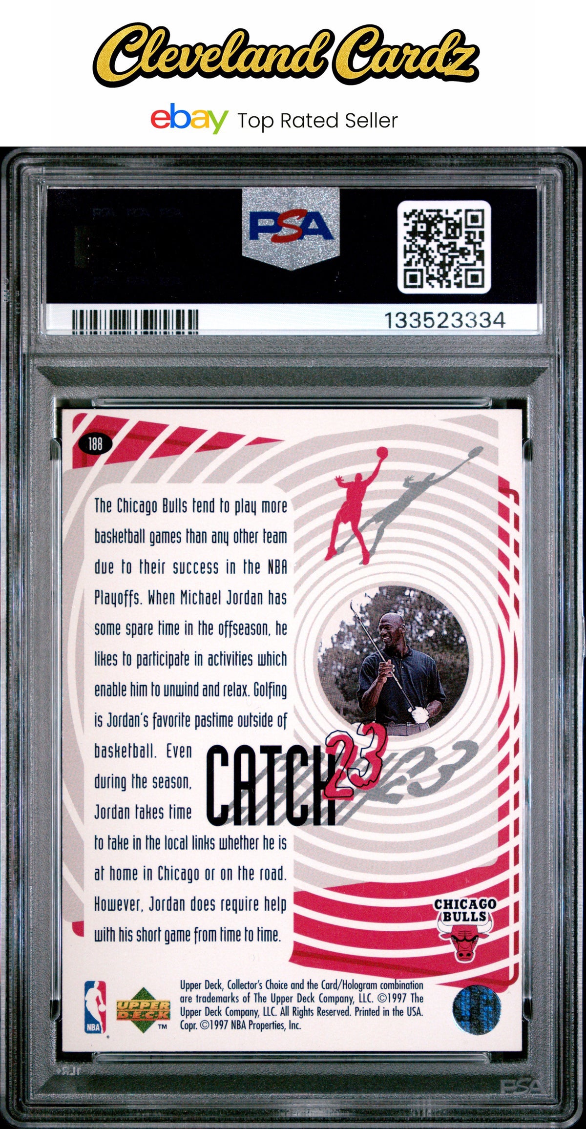 1997 Collector'S Choice #188 Michael Jordan Catch 23-Favorite Pastimes PSA 7