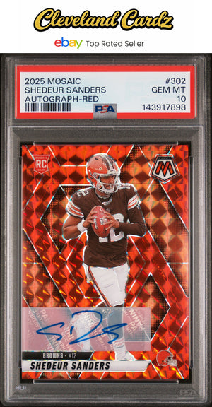 2025 Panini Mosaic #302 Shedeur Sanders Autograph-Red PSA 10 #/199