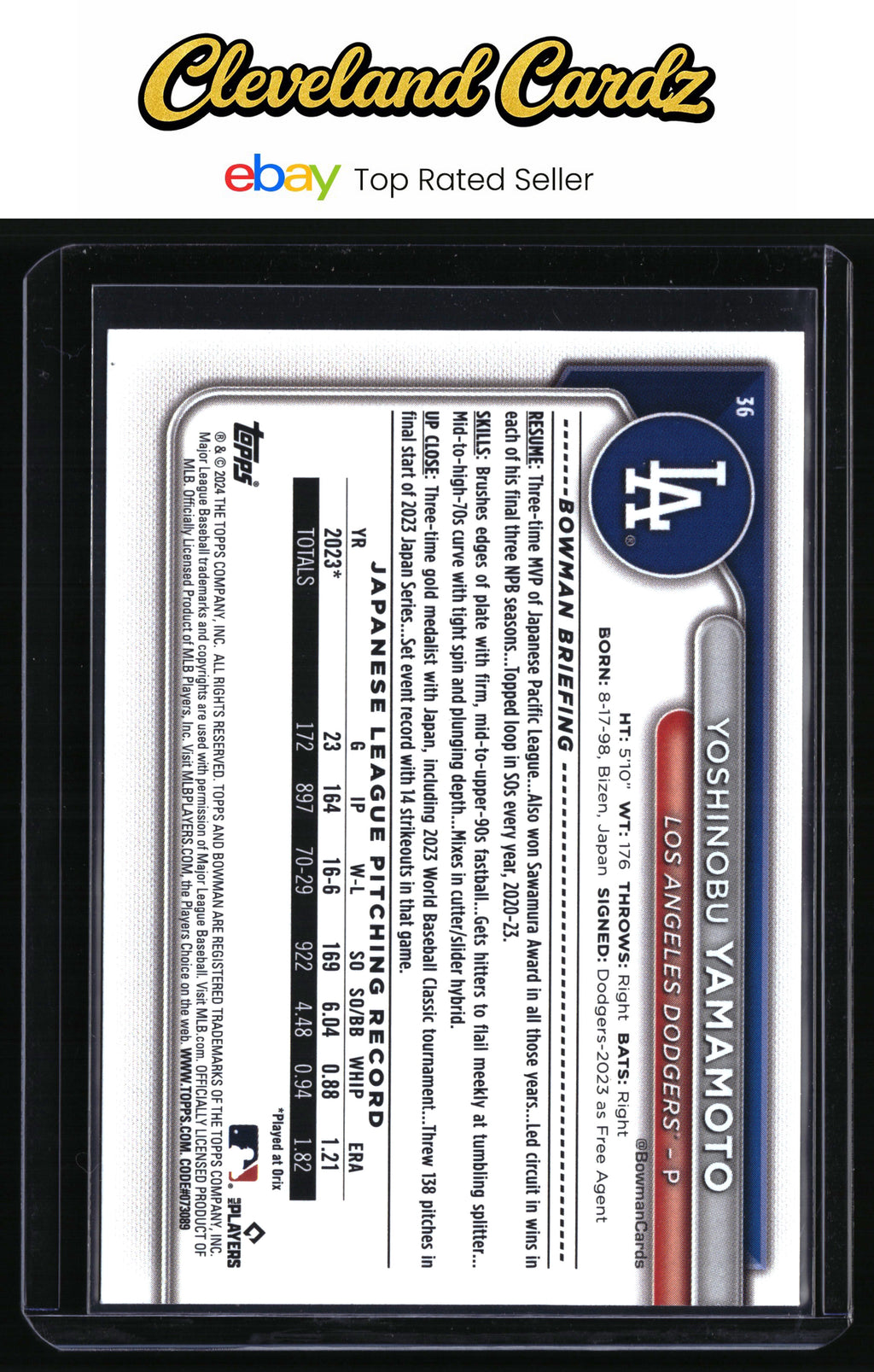 2024 Bowman #36 Yoshinobu Yamamoto