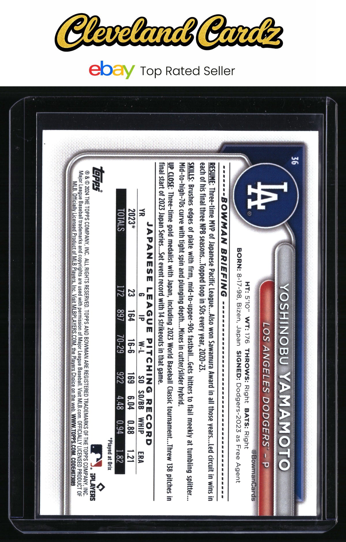 2024 Bowman #36 Yoshinobu Yamamoto