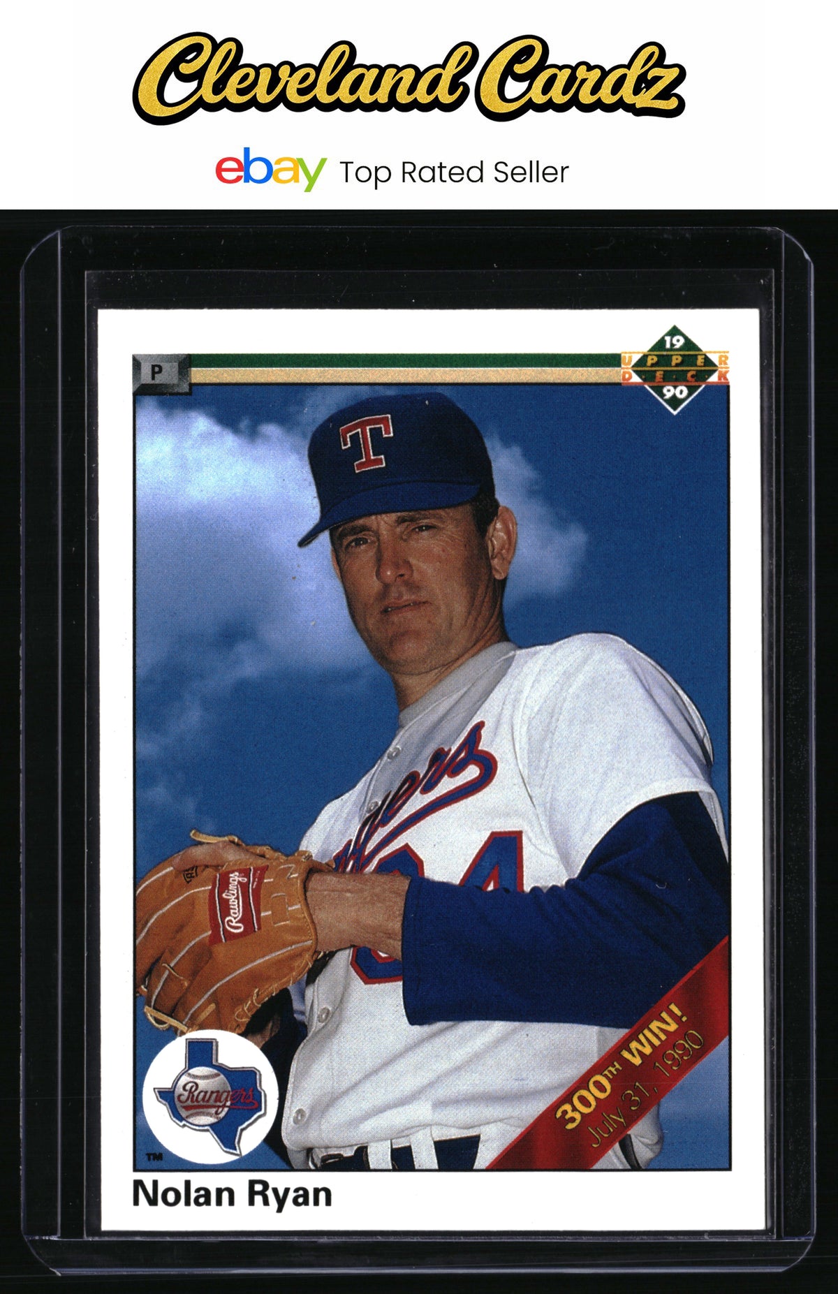 1990 Upper Deck #734b Nolan Ryan : 300th Win banner on front