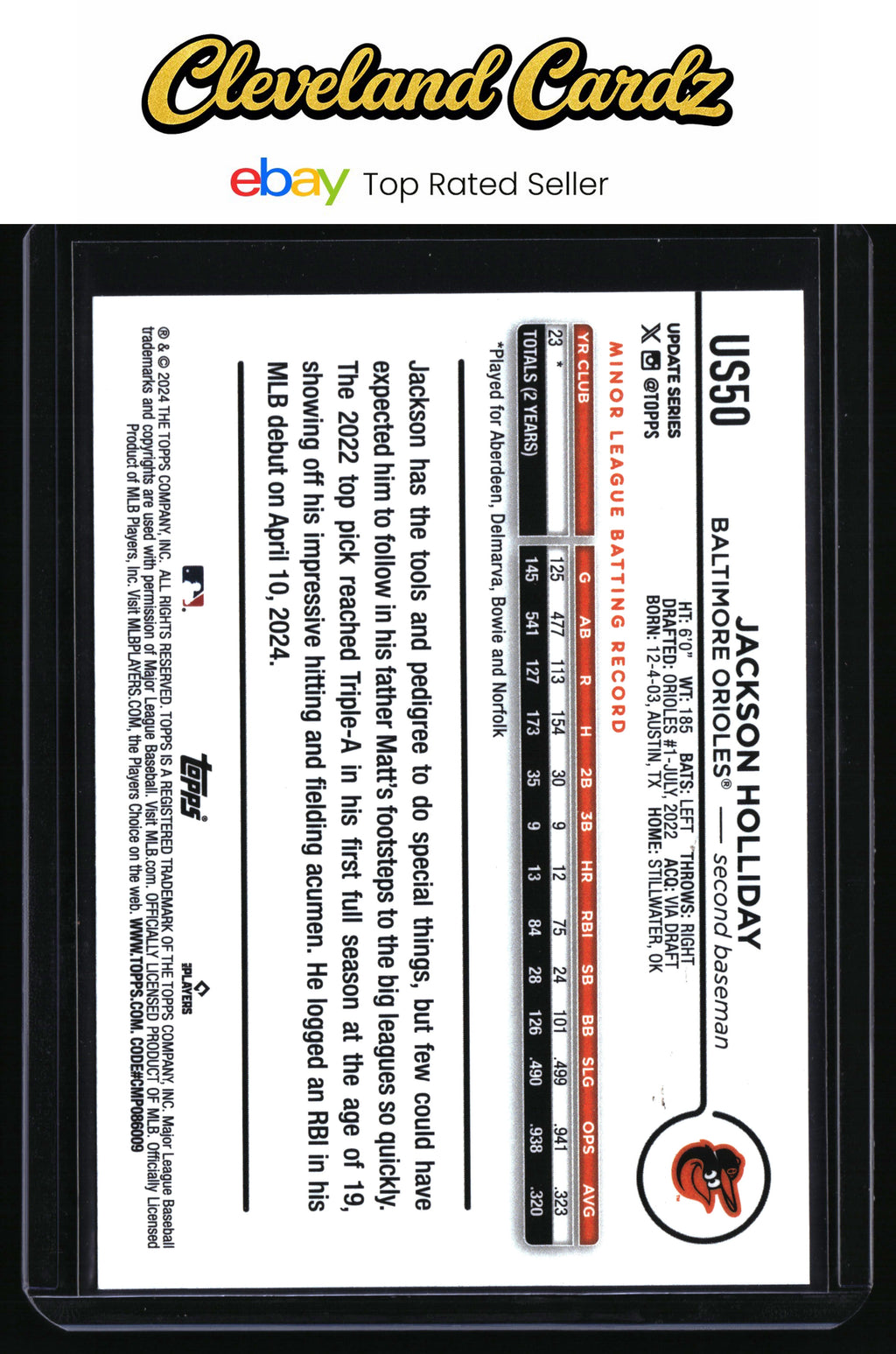 2024 Topps Update #US50 Jackson Holliday