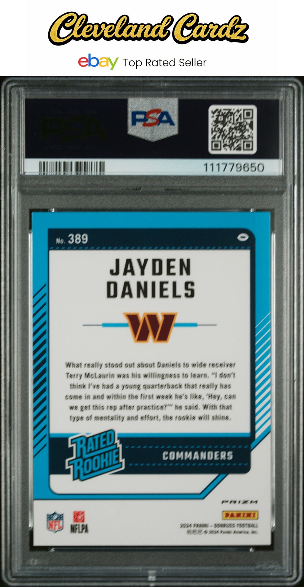 2024 Panini Donruss #389 Jayden Daniels Optic Preview-Red Wave PSA 10
