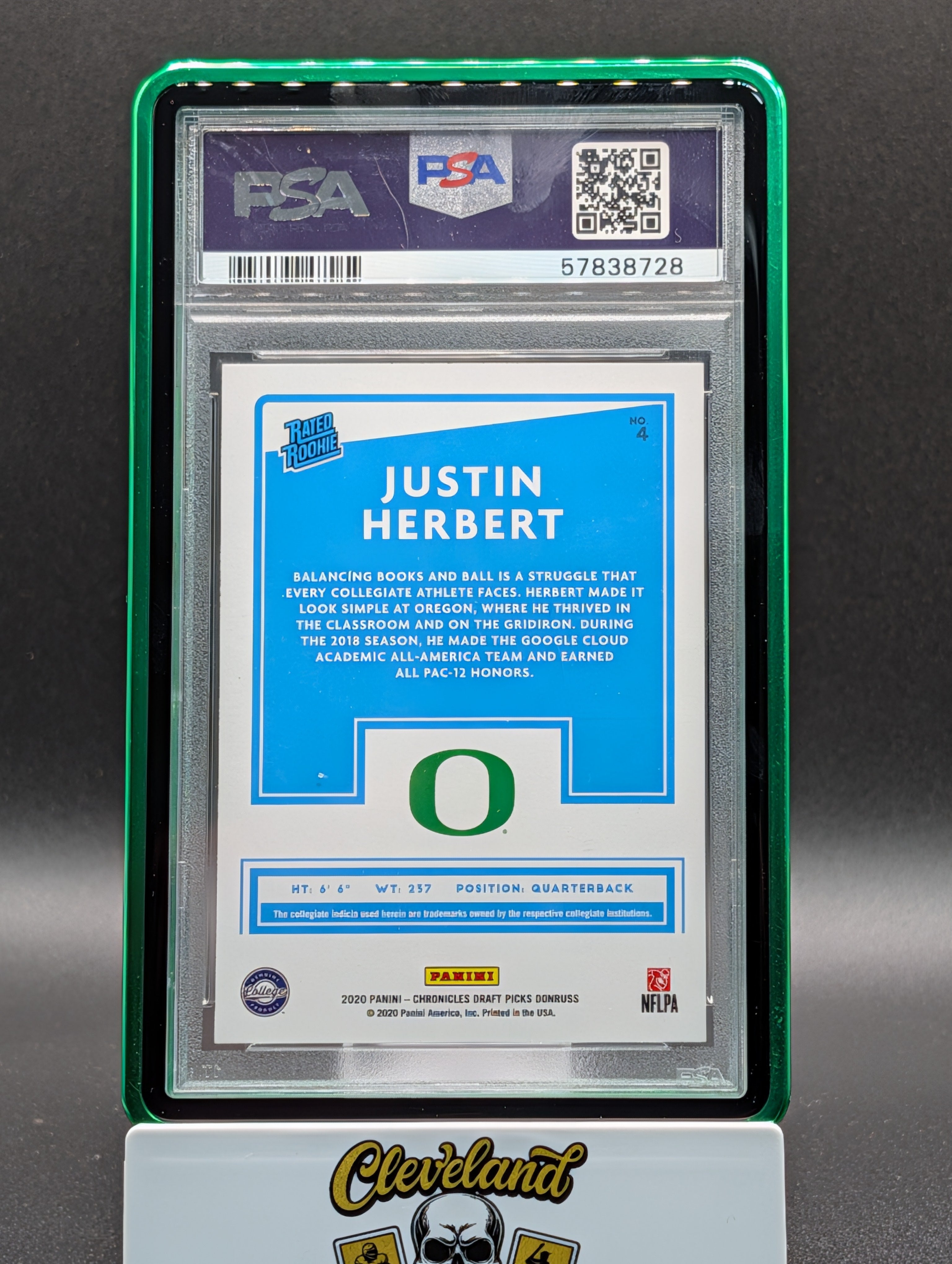 2020 Panini Rated Rookie #4 Justin Herbert Donruss PSA 9 w/ Cardictive Case