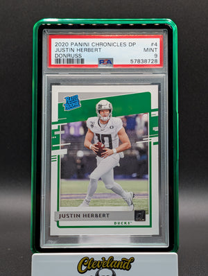 2020 Panini Rated Rookie #4 Justin Herbert Donruss PSA 9 w/ Cardictive Case