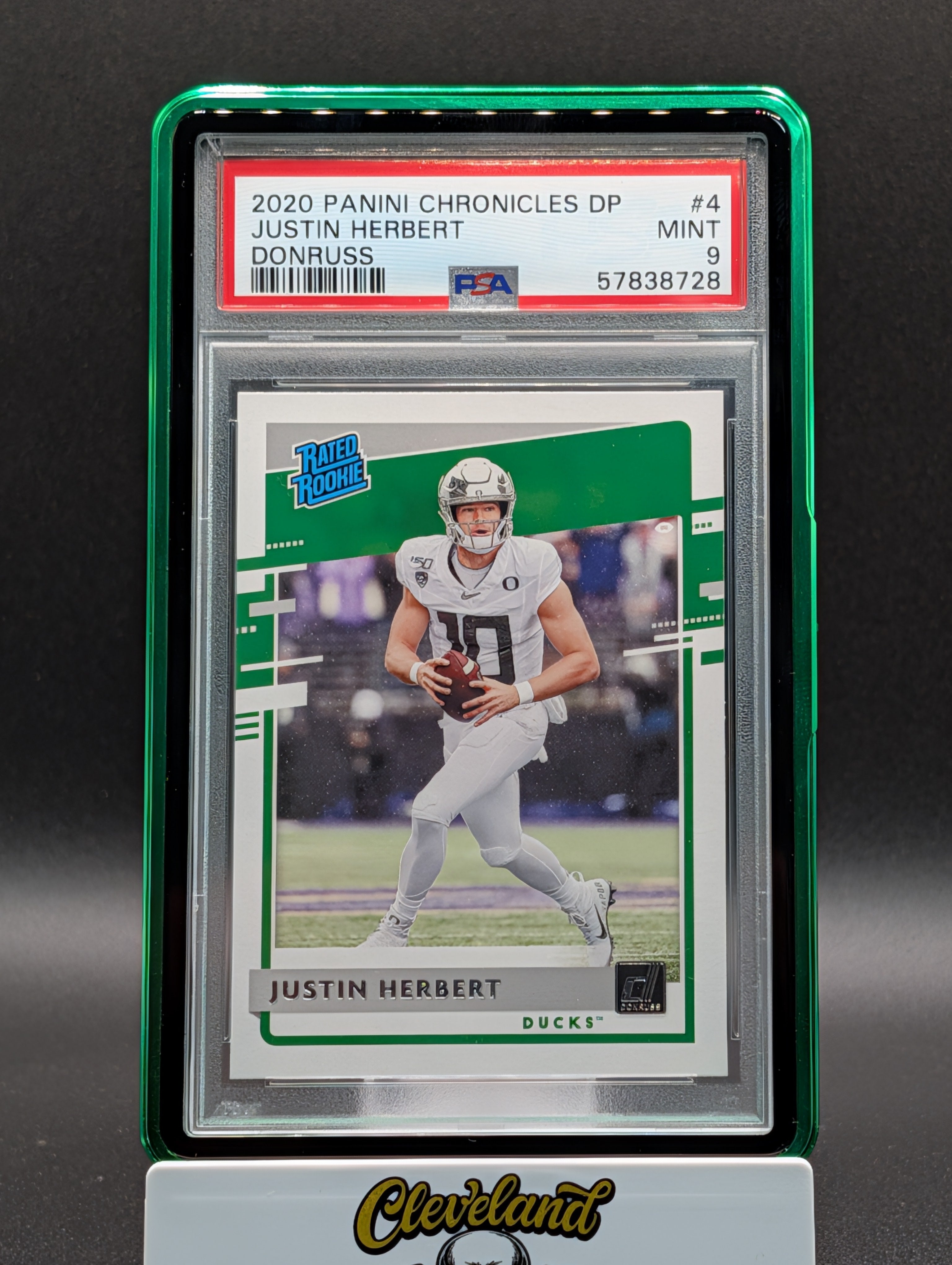 2020 Panini Rated Rookie #4 Justin Herbert Donruss PSA 9 w/ Cardictive Case