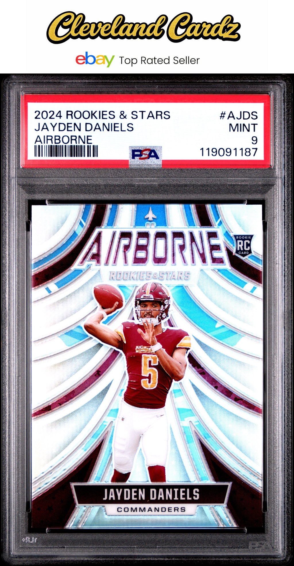 2024 Panini Rookies & Stars Airborne #AJDS Jayden Daniels PSA 9