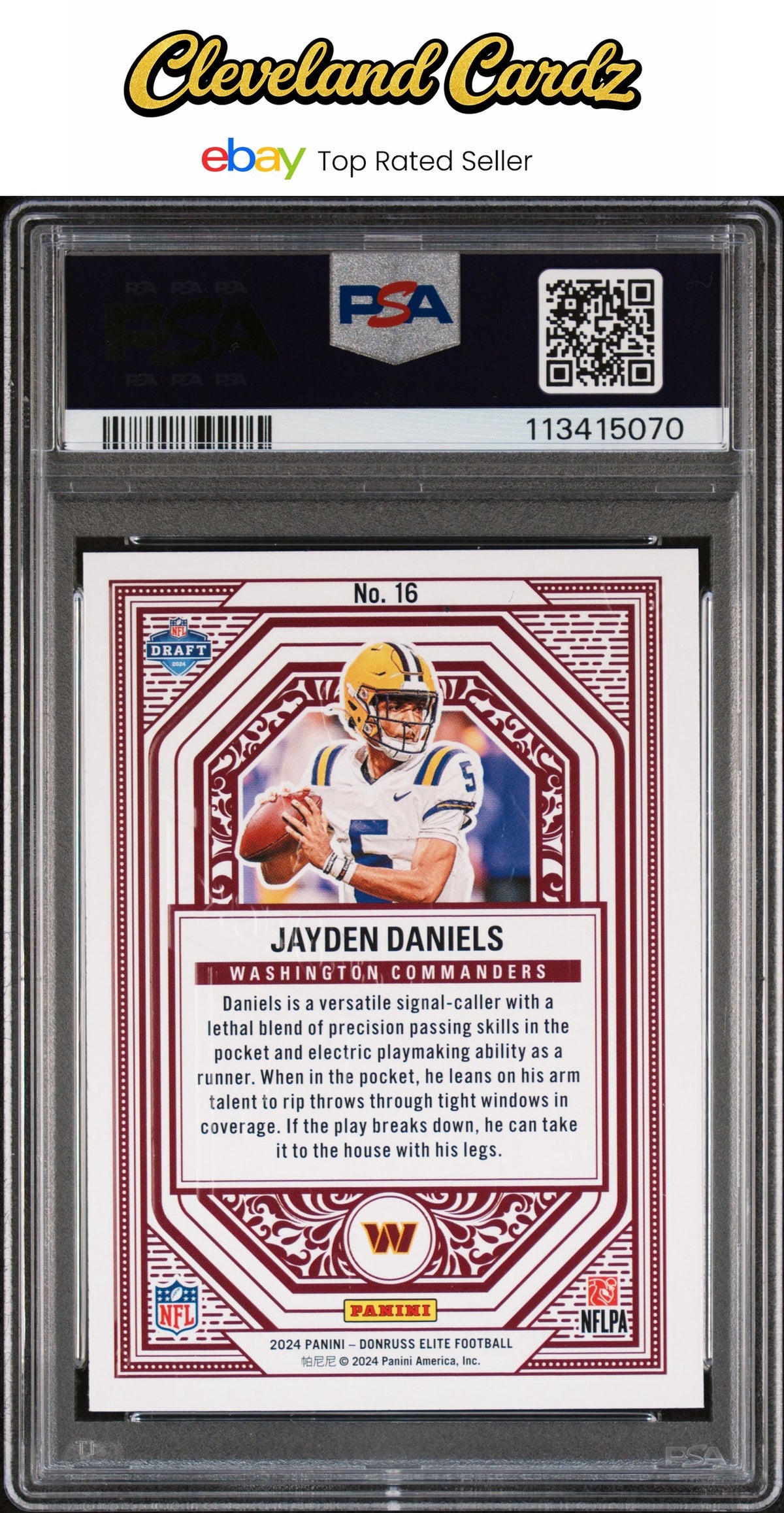 2024 Panini Donruss Elite Rookie On Deck #16 Jayden Daniels PSA 9