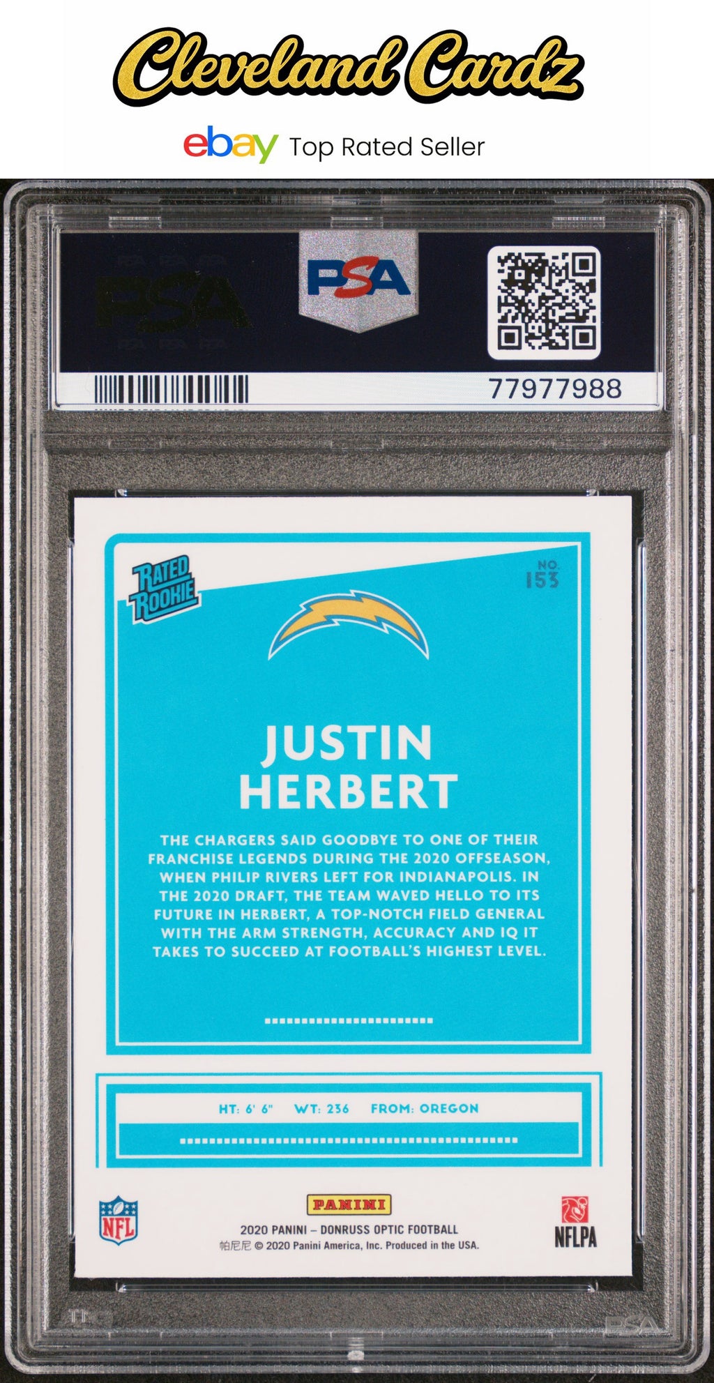 2020 Panini Donruss Optic #153 Justin Herbert PSA 9