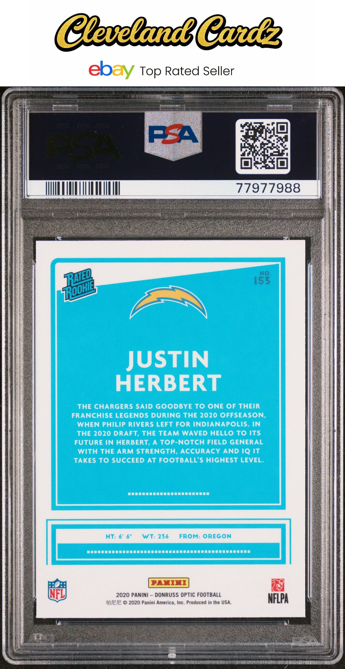 2020 Panini Donruss Optic #153 Justin Herbert PSA 9