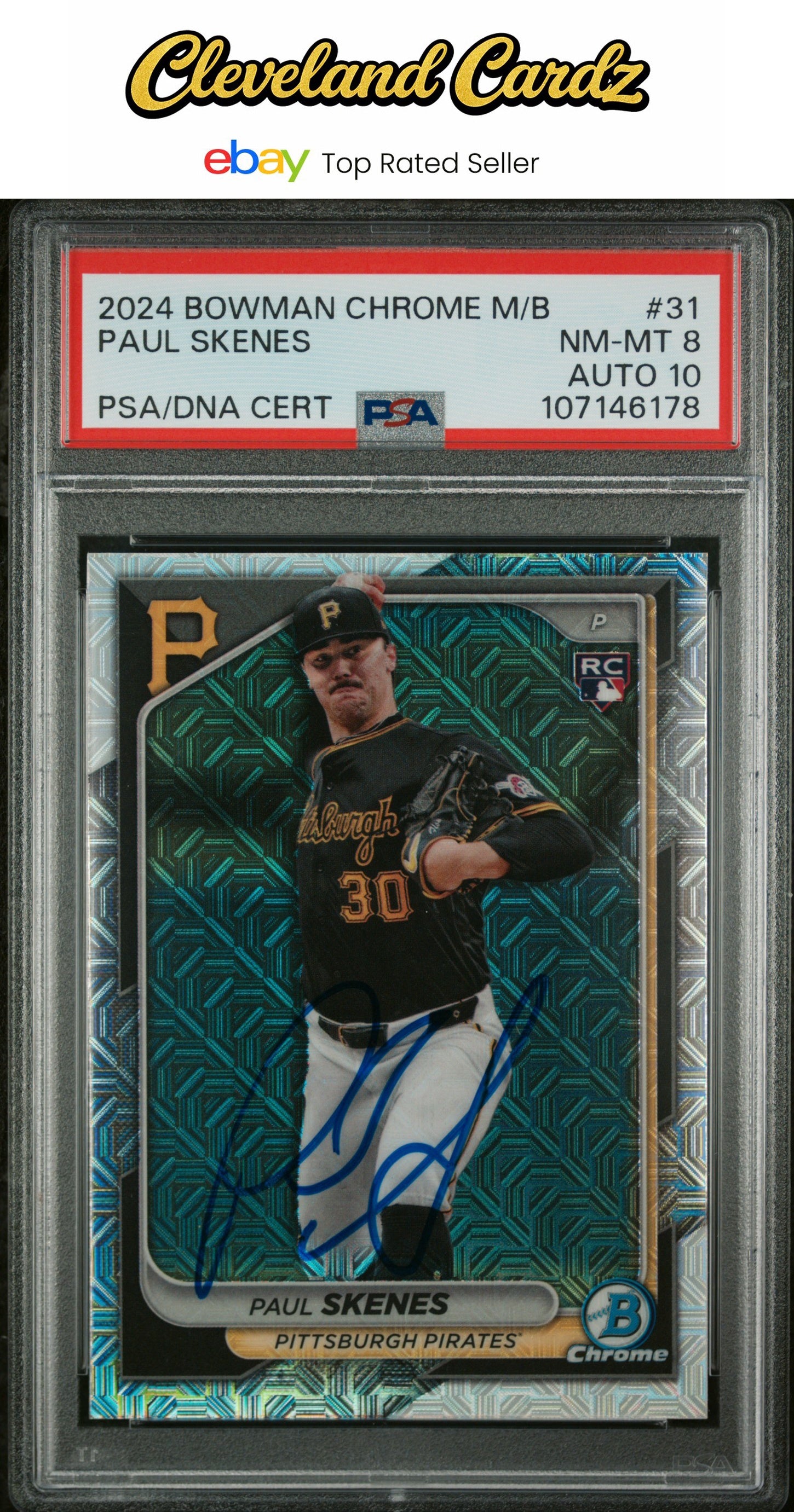 2024 Bowman Chrome Mega Box #31 Paul Skenes AUTO PSA 8 AUTO 10