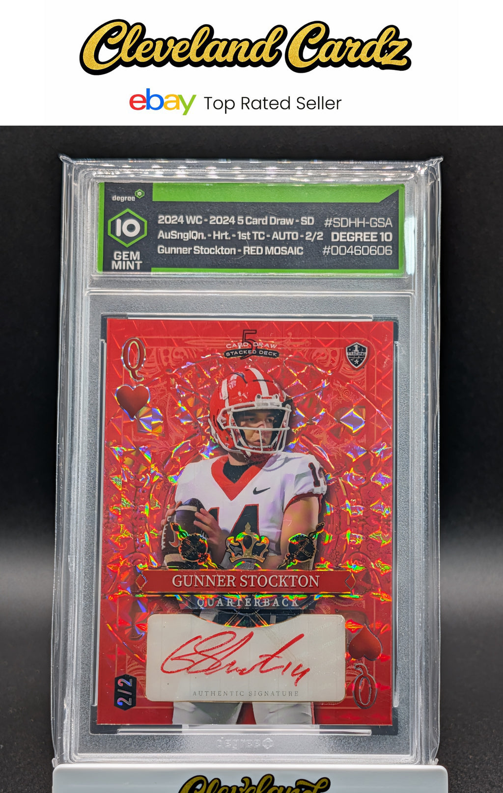 2024 WC #SDHH-GSA Gunner Stockton Auto QO❤️ Mosaic Red #/2 DGS 10 Gem Mint