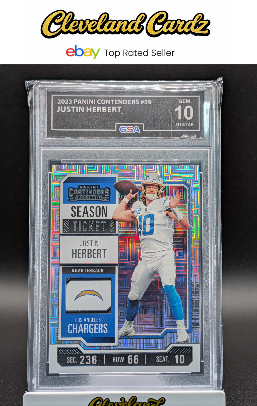 2023 Panini Contenders #59 Justin Herbert Season Ticket Mojo Refractor Other 10
