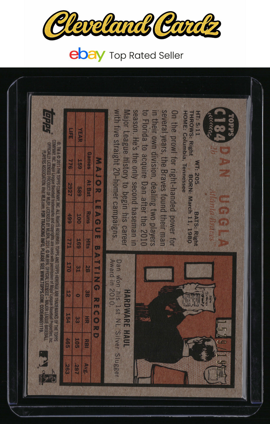 2011 Topps Heritage #C184 Dan Uggla Chrome #/1962