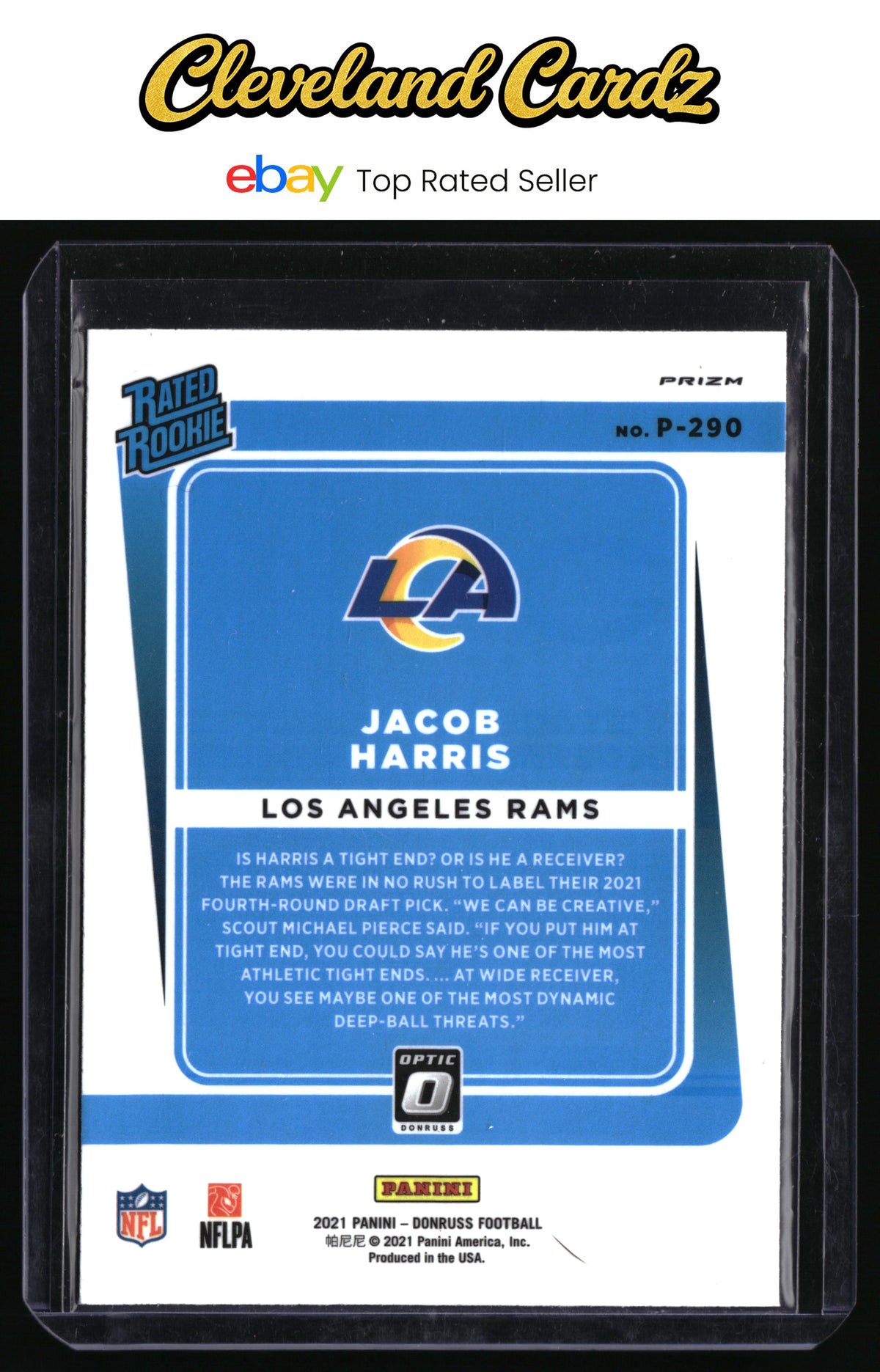 2021 Donruss #P-290 Jacob Harris Optic Rated Rookie Preview Green