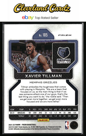 2021-22 Panini Prizm #105 Xavier Tillman Hyper