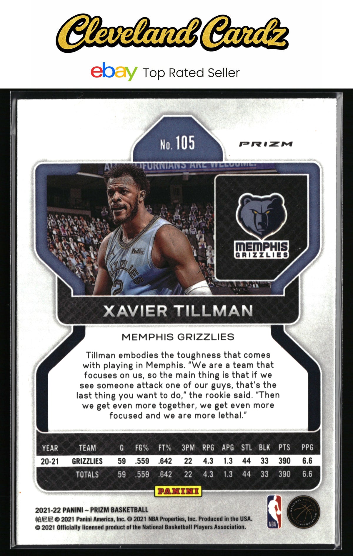 2021-22 Panini Prizm #105 Xavier Tillman Hyper