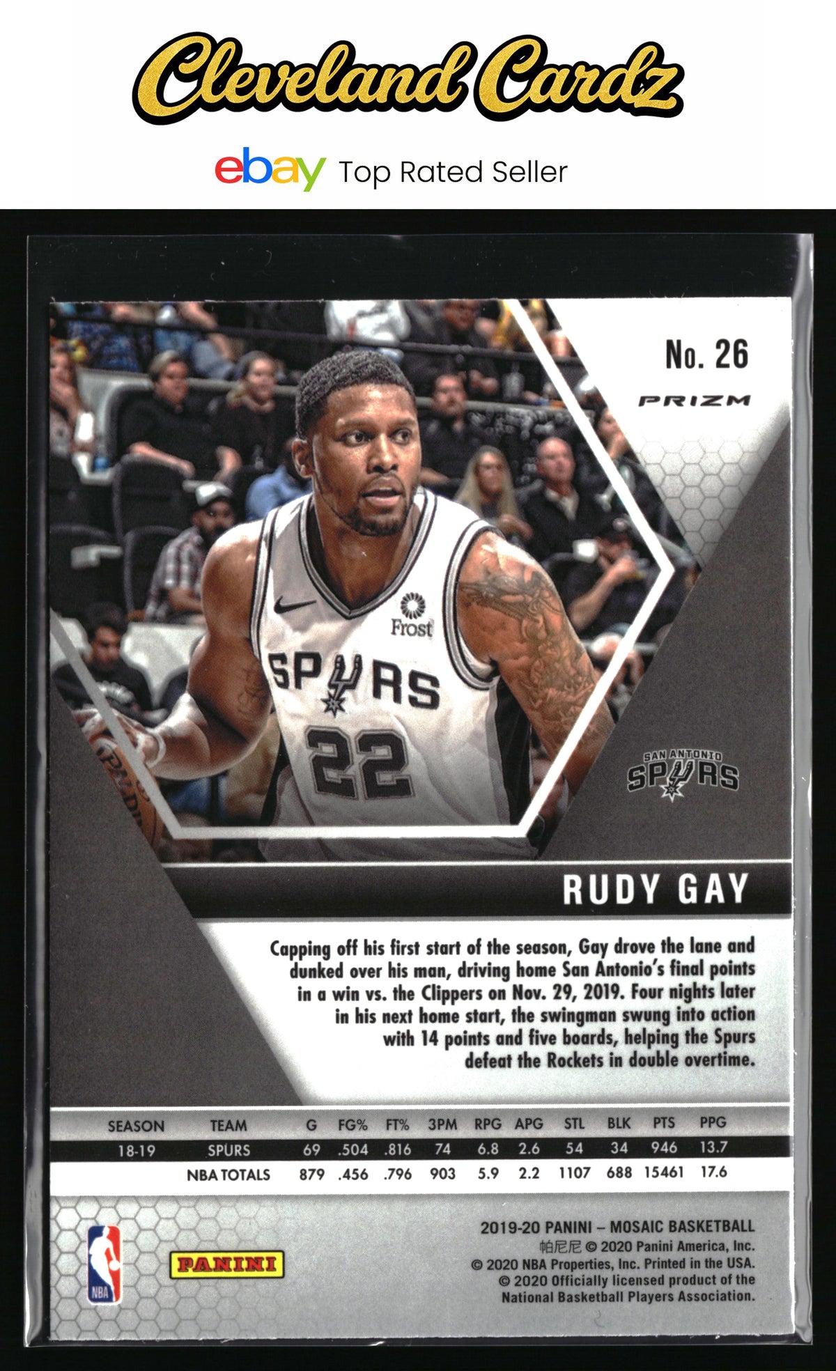 2019-20 Panini Mosaic #26 Rudy Gay Red Wave Prizm