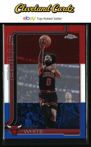 2025-26 Topps Chrome Update #93 Coby White Red White and Blue Refractor