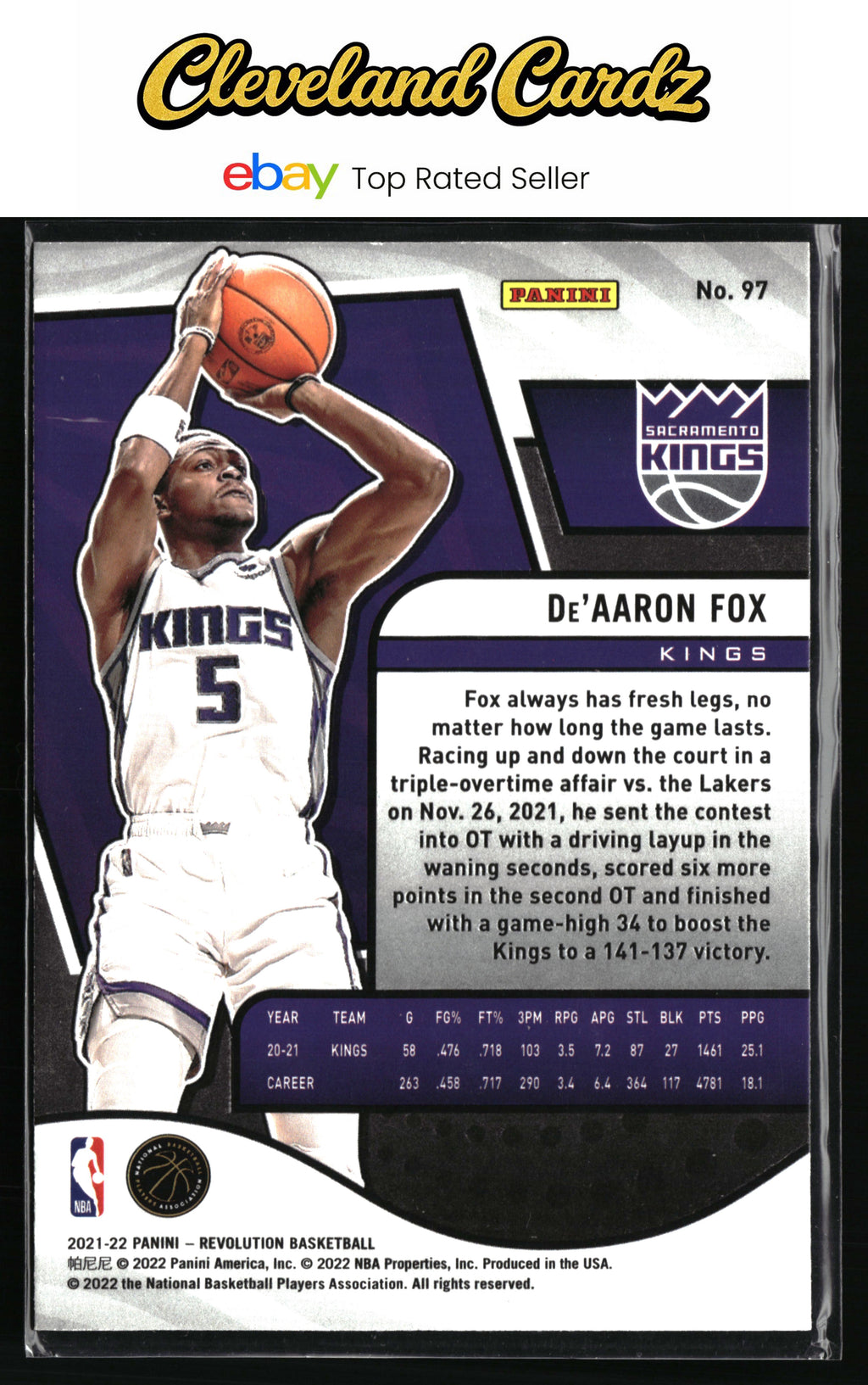 2021-22 Panini Revolution #97 De'Aaron Fox