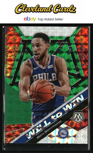 2019-20 Panini Mosaic #15 Ben Simmons Will to Win Mosaic Green