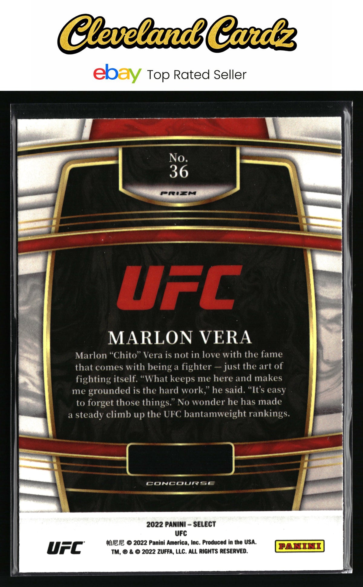 2022 Panini Select UFC #36 Marlon Vera Silver Prizms