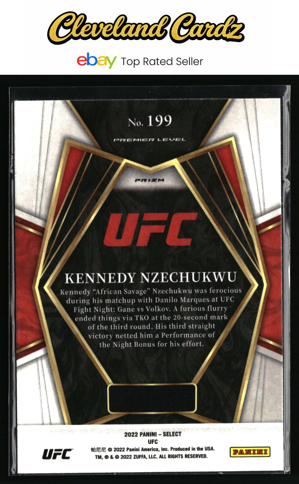 2022 Panini Select UFC #199 Kennedy Nzechukwu Silver Prizms