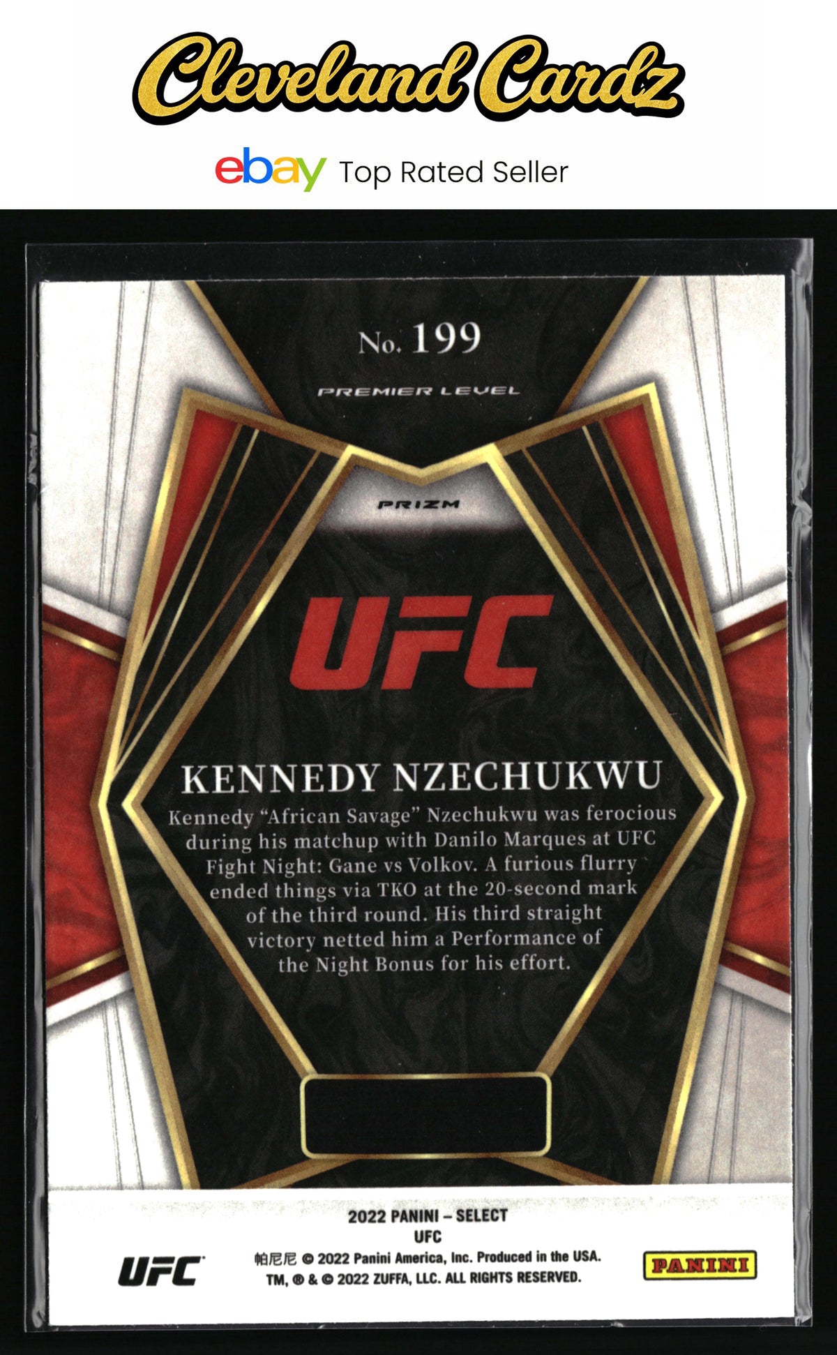2022 Panini Select UFC #199 Kennedy Nzechukwu Silver Prizms
