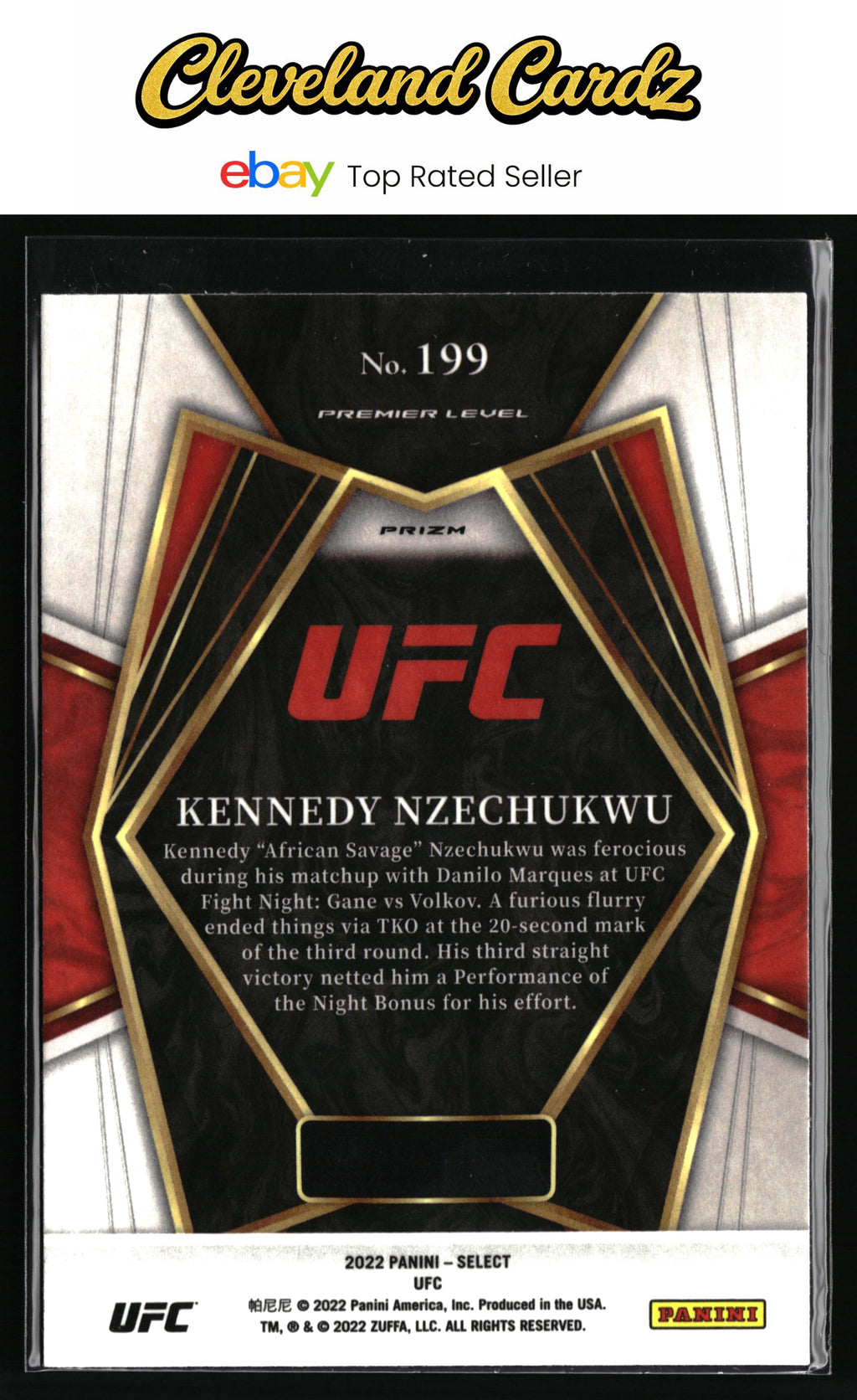 2022 Panini Select UFC #199 Kennedy Nzechukwu Scope Prizm