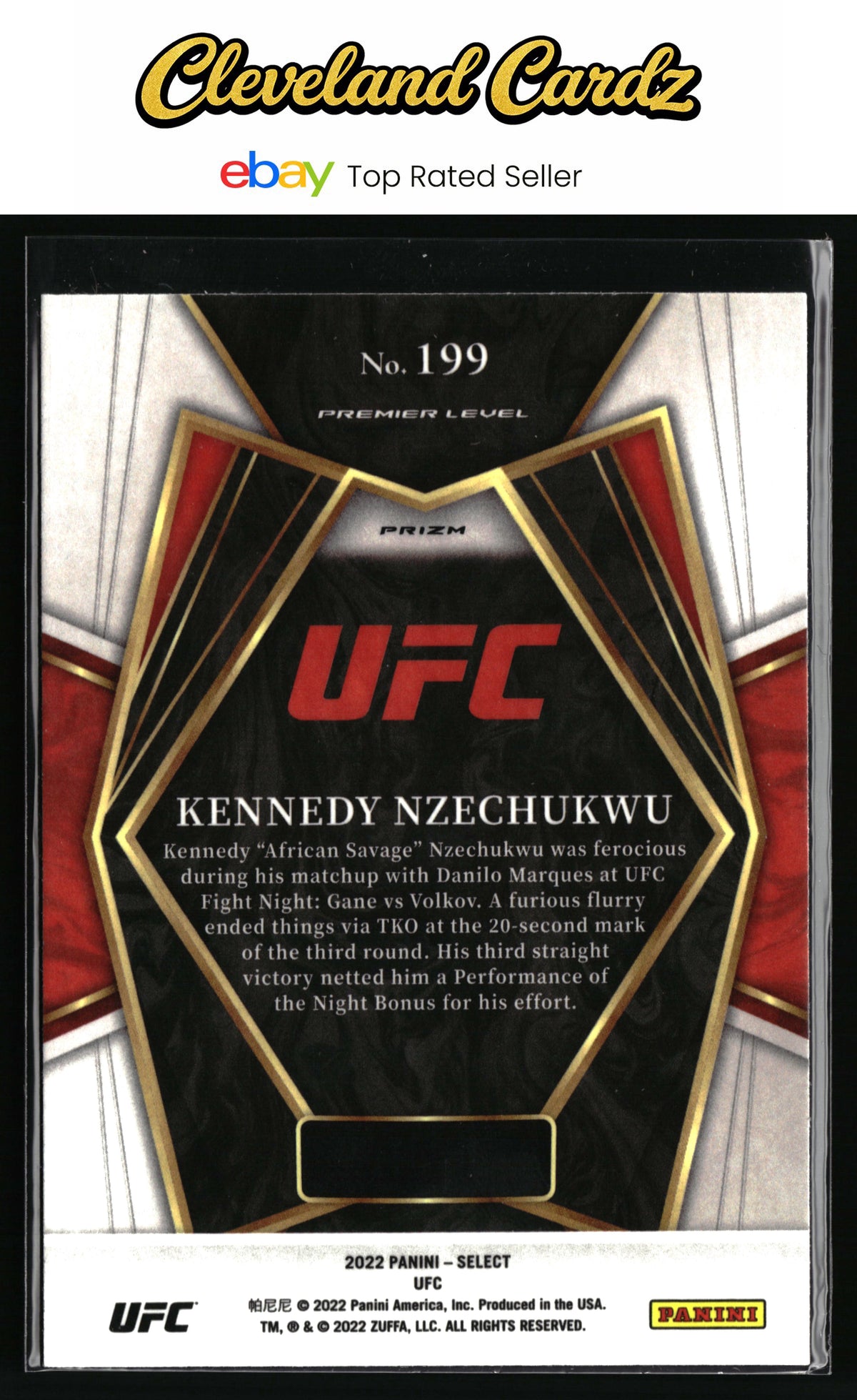 2022 Panini Select UFC #199 Kennedy Nzechukwu Scope Prizm