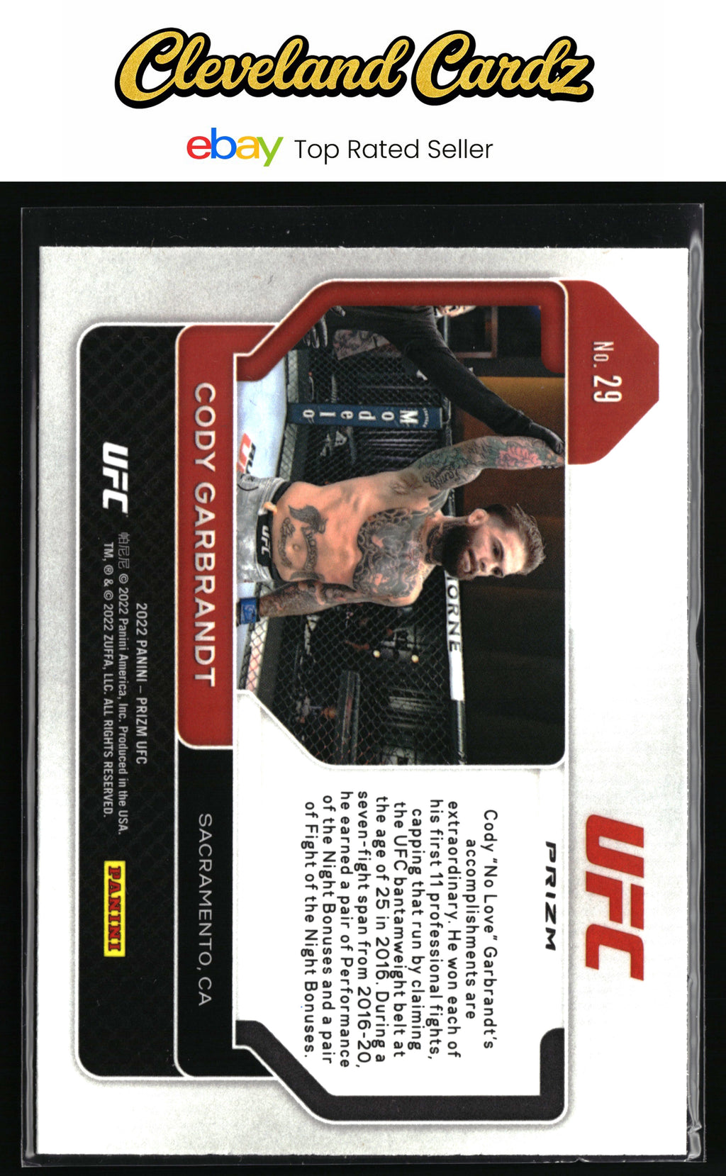 2022 Panini Prizm UFC #29 Cody Garbrandt Silver