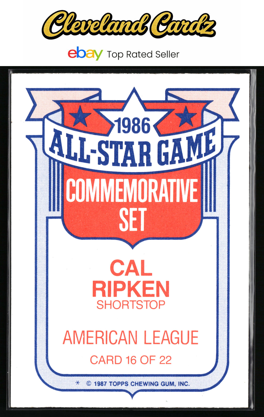 1987 Topps #16 Cal Ripken Glossy All-Stars