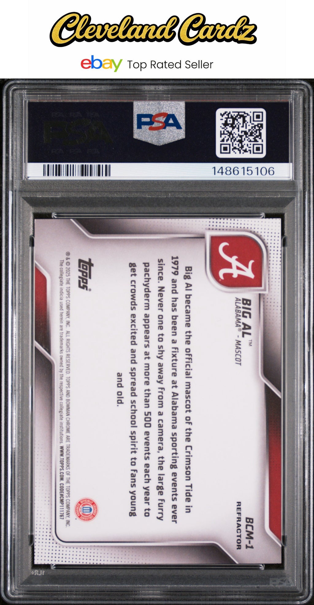 2025 Bowman University Chrome Mascots #1 Big Al PSA 9