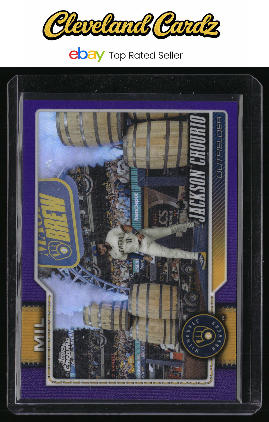 2026 Topps Chrome #51 Jackson Chourio Purple Refractors #/75 Image Variation SP
