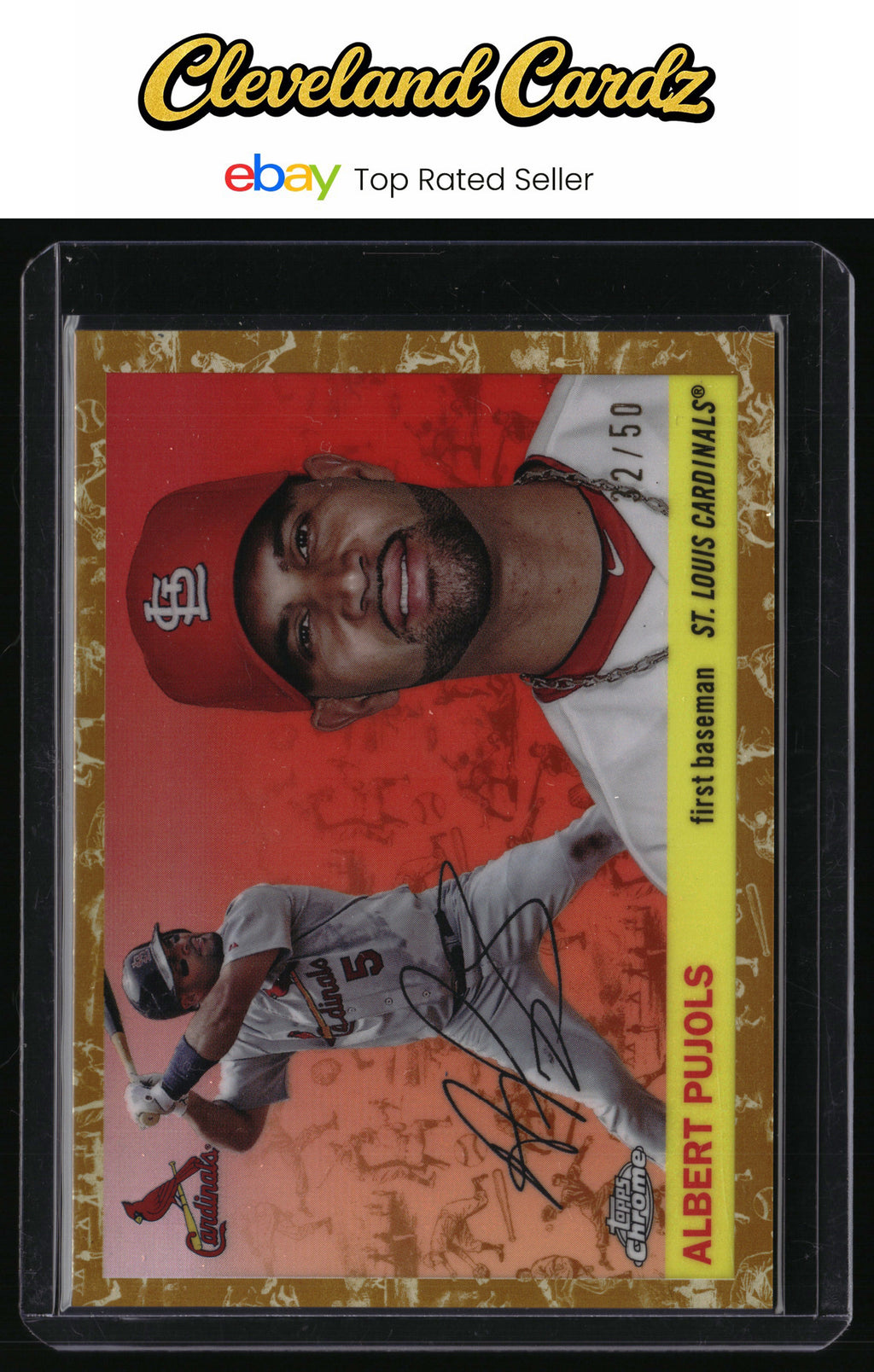 2025 Topps Chrome Platinum #461 Albert Pujols Toile Cream Gold Refractors #/50