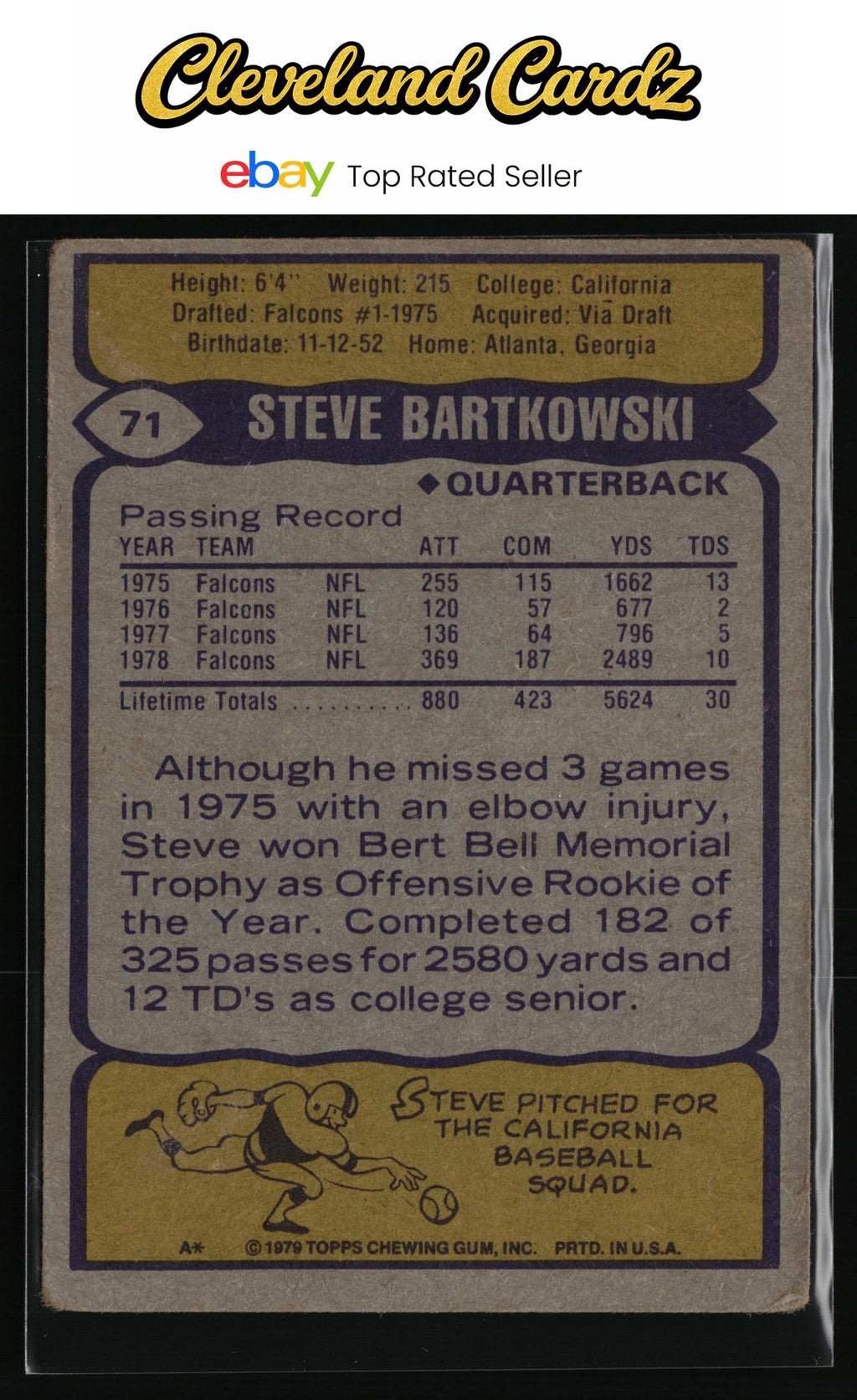 1979 Topps #71 Steve Bartkowski