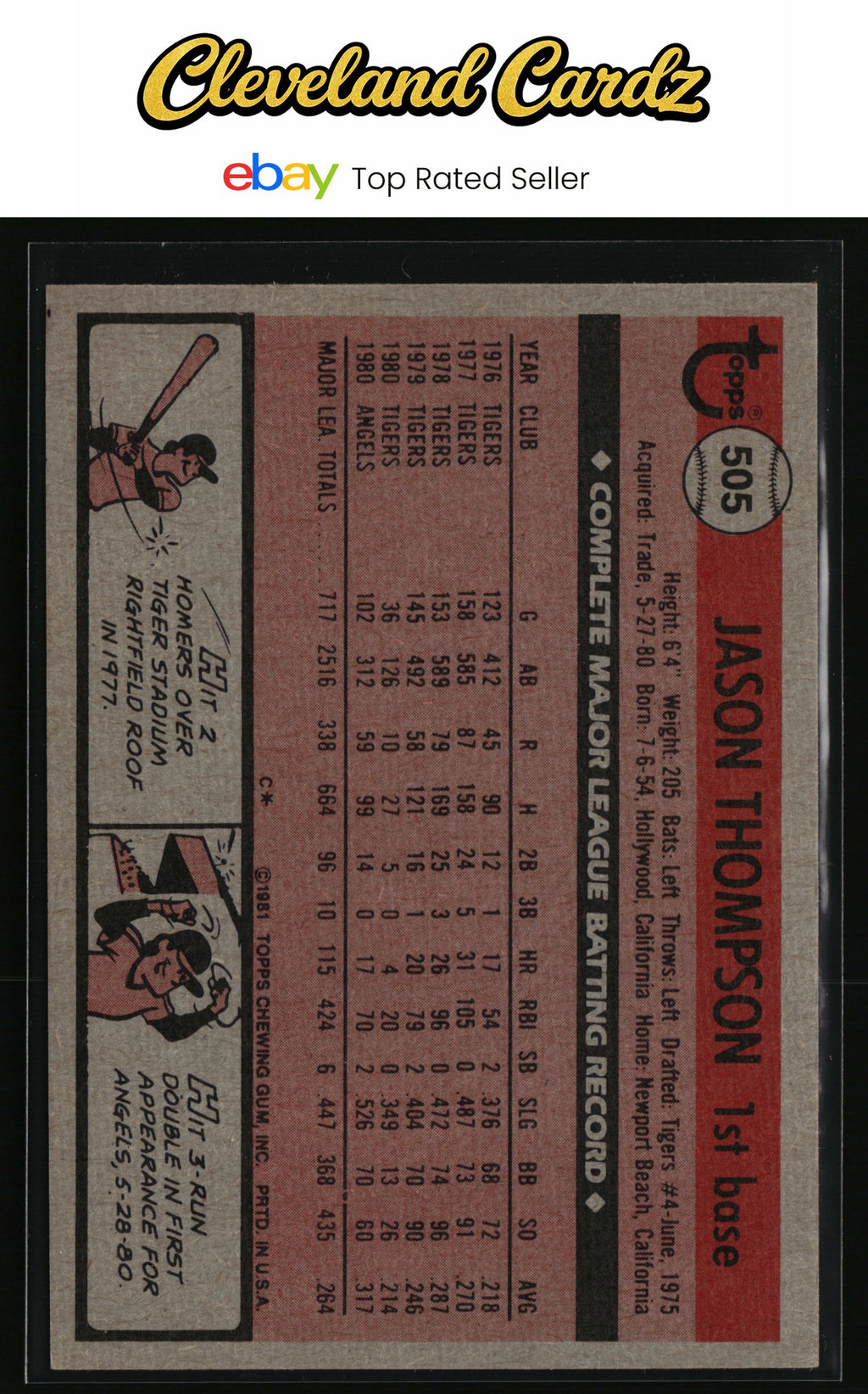 1981 Topps #505 Jason Thompson