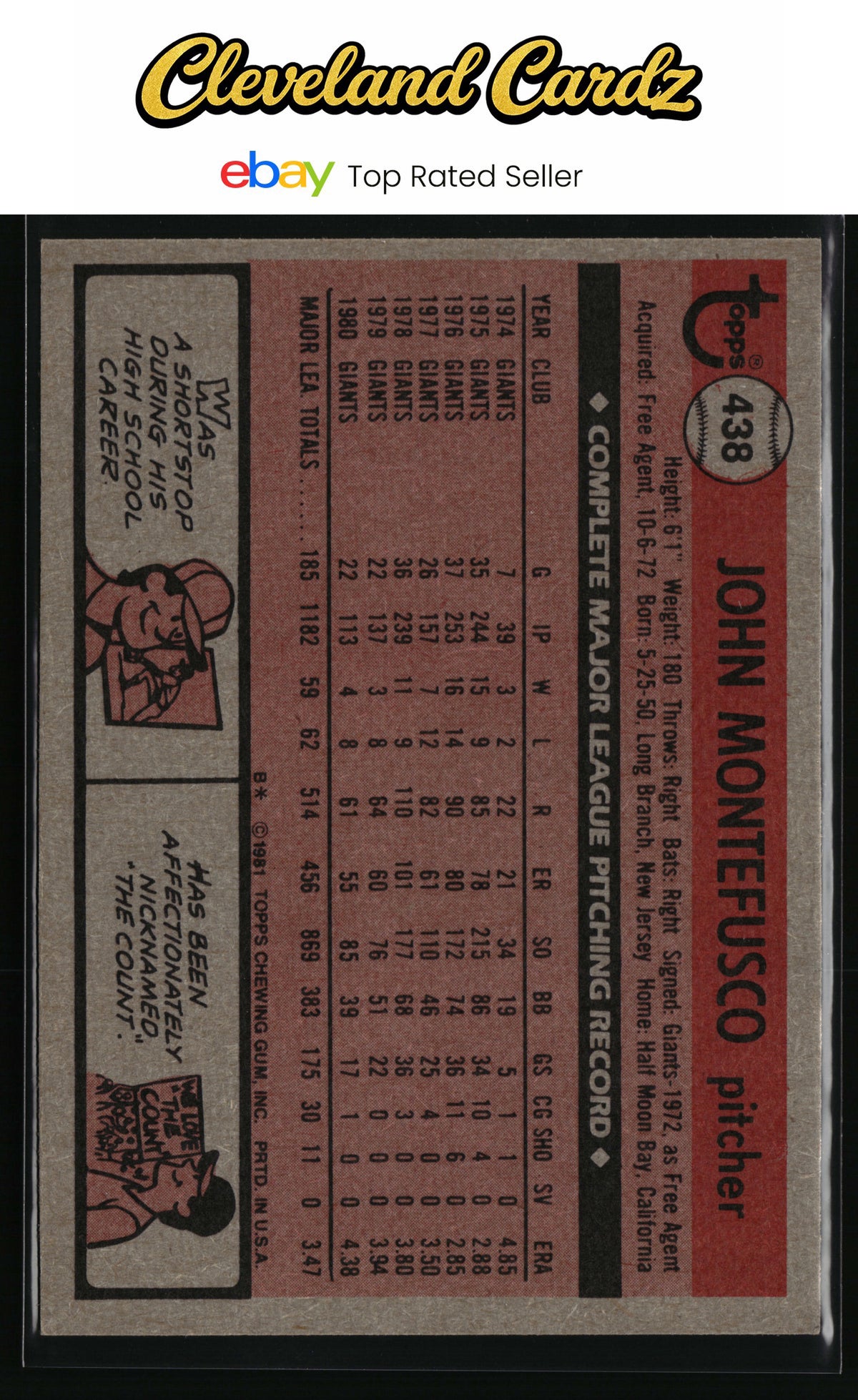 1981 Topps #438 John Montefusco