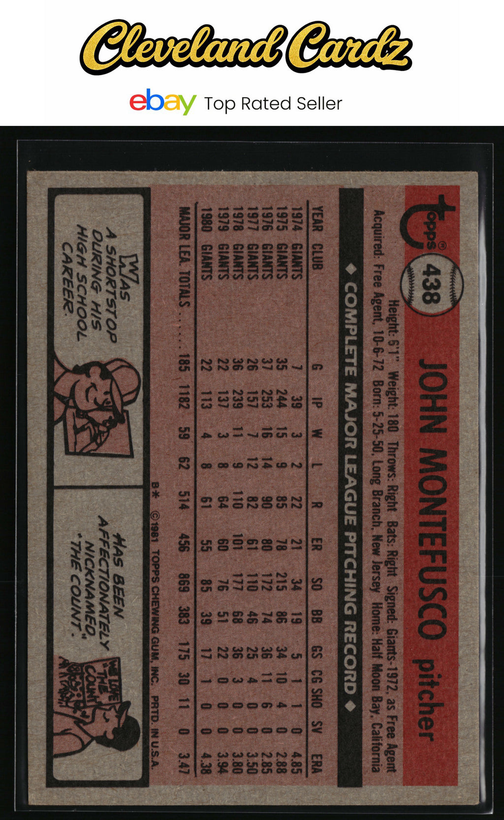 1981 Topps #438 John Montefusco