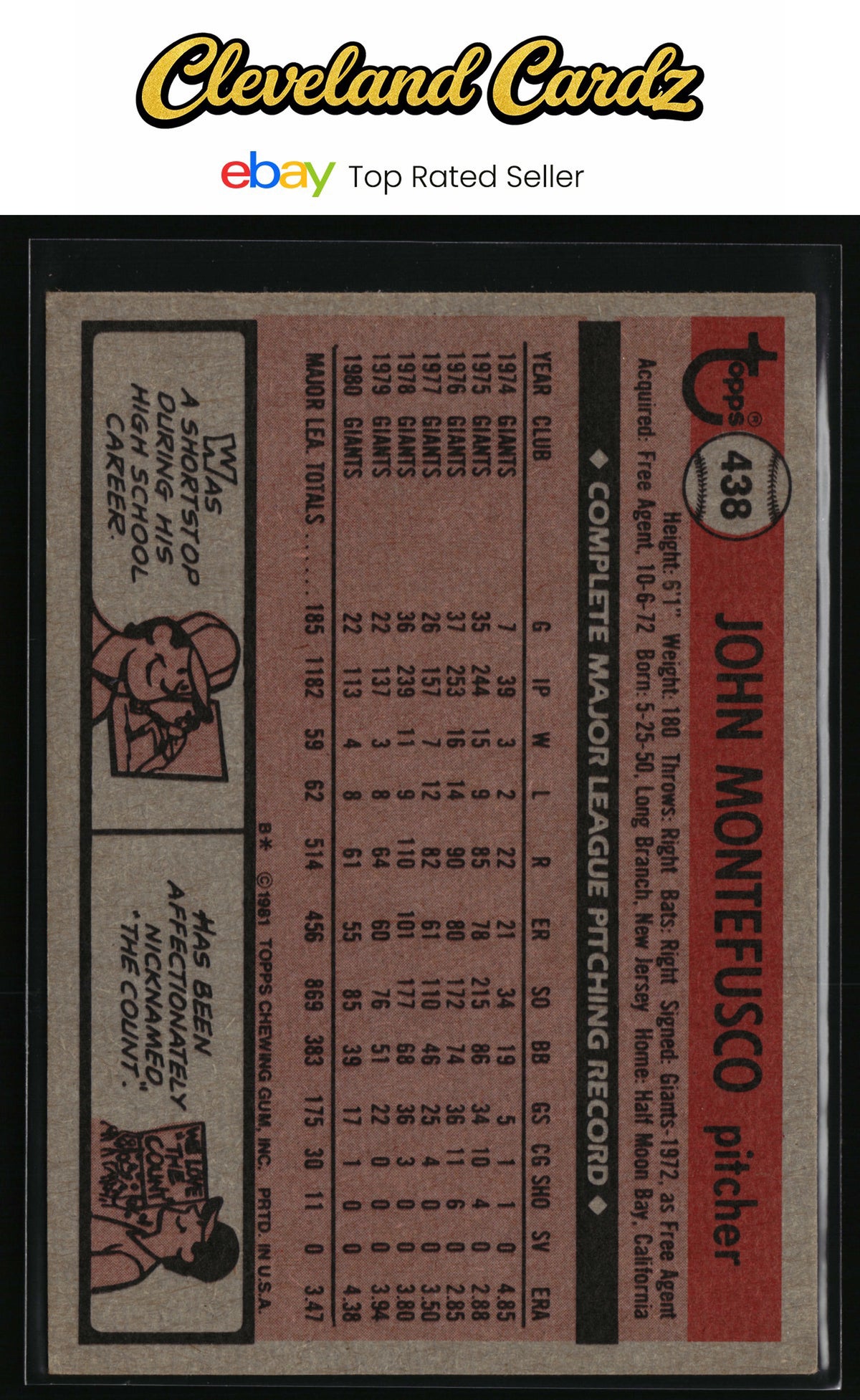 1981 Topps #438 John Montefusco