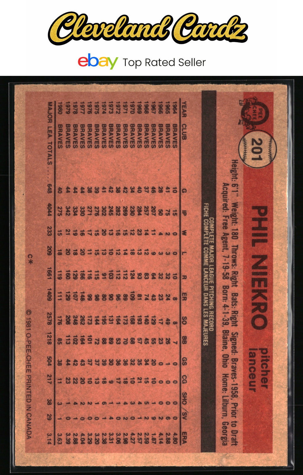 1981 Topps #387 Phil Niekro
